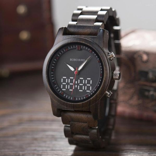 Armbanduhren BOBO BIRD Herrenuhr Digitale Holzuhren Herren Quarz Armbanduhr Männliche Armbanduhren für Uhren Uhr Custom