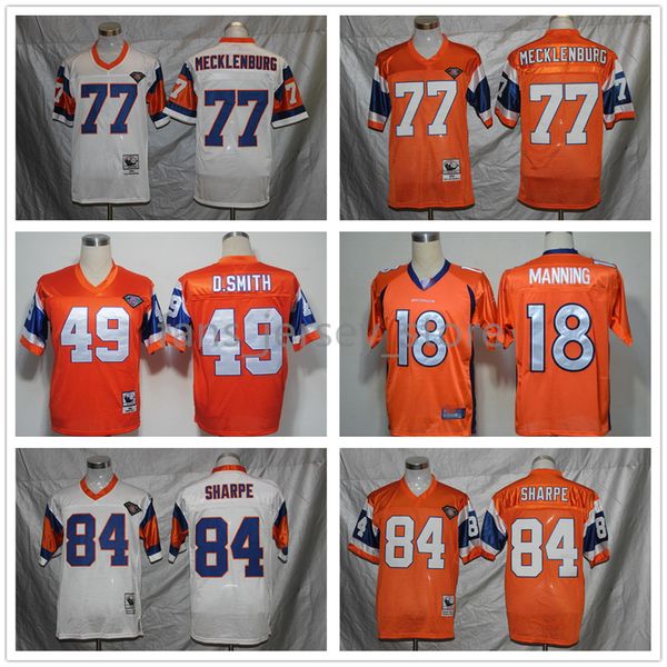 Jersey cucita vintage 84 Shannon Sharpe 18 Peyton Manning 7 John Elway 27 Atwater 30 Davis 77 Mecklenburg 49 D.smith