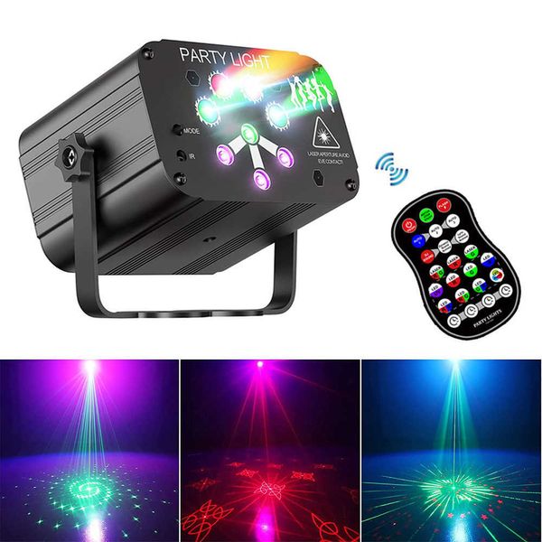 LED Laser Stage Light Sound Activated Strobe RGB UV DJ Disco Proiettore Proiettore Bar Natale KTV Party Moving Head Beam Lamp