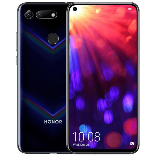 Original Huawei Honor V20 4G LTE celular telefone 6 GB RAM 128 GB ROM Kirin 980 Octa Core Android de 6,4 polegadas de tela cheia 48MP Ai 4000mAh ID da impressão digital