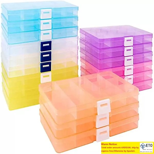 Kunststoff-Schmuck-Organizer-Box, transparente Vitrine, 15 Gitter, Kunststoff-Aufbewahrungsboxen, Perlen-Ohrring-Schmuck-Behälter