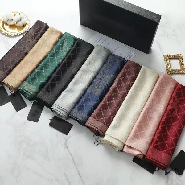 2023 Luxus Satin Seide Quadrat Schal für Frauen Design Haar Bands Band Halstuch Bandana Weibliche Hijab Stirnband Handgelenk Wraps Schal