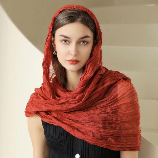 Schals Frauen Hijab Schal Solide Foulard Femme Schals Wraps Seide Bandana Kopf Strand Poncho