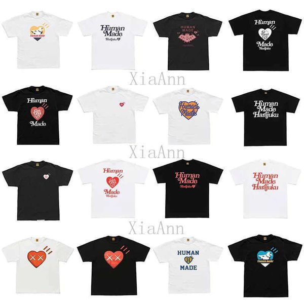 Designer Fashion Luxurys Human Made T-Shirt Graphic Tees Homens Mulheres Verão Slub Cotton Cirche Roupos de Harajuku StreetWear