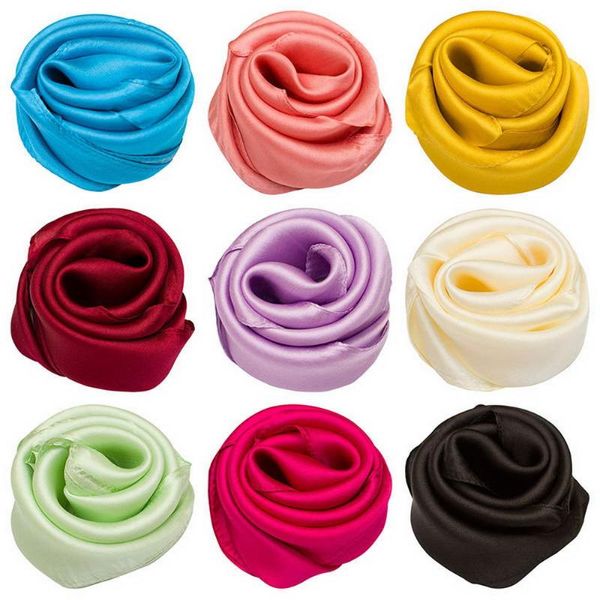 Schals Reine Seide Schal Großhandel für Haare Einfarbig Bandana Damen Kleiner quadratischer Kopf Bulk Taschentuch