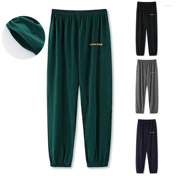 Sleepwear de roupas de dormir masculino estilo sono inferior moda calça longa de fundo adormecido com letra de algodão impressão