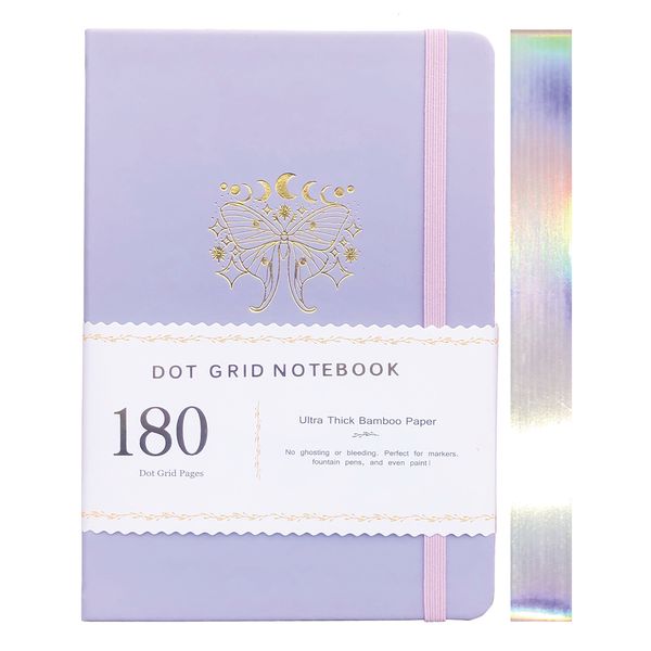 Notas de notas de borboleta roxa bullet bullet notebook Dot Grid Journal 180gsm papel vegano tecido de capa dura 230203