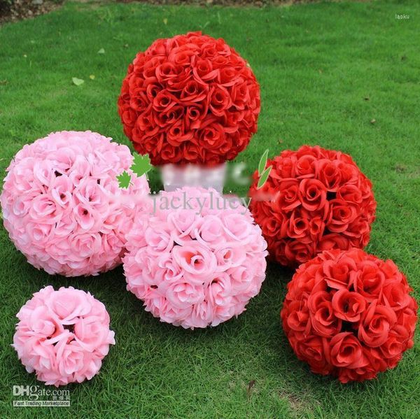 Flores decorativas de 10 polegadas de 25 cm de criptografia artificial rosa seda flor beijando bolas penduradas bola de natal festas de casamento