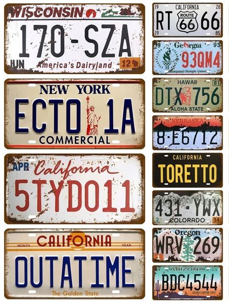 Vintage USA Art American Car Metal Tin Sign Placa de placa vintage placa de lata Decoração de parede para barra de barra de barra de artesanato Número de artesanato W01