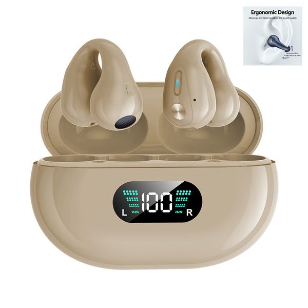 Mini auricolari wireless TWS Design con clip per orecchie Cuffie Bluetooth Touch Display digitale Sport Gancio per l'orecchio Cuffie con cancellazione del rumore Auricolari da gioco Q80 BH12 R15