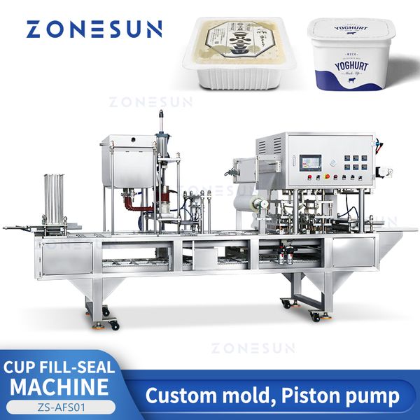 Zonesun Otomatik Kupa Doldurma ve Sızdırmazlık Makinesi Parafin Balmumu Sıvı Isıtma Jöle Piston Pompası Gıda Ambalajı ZS-AFS01