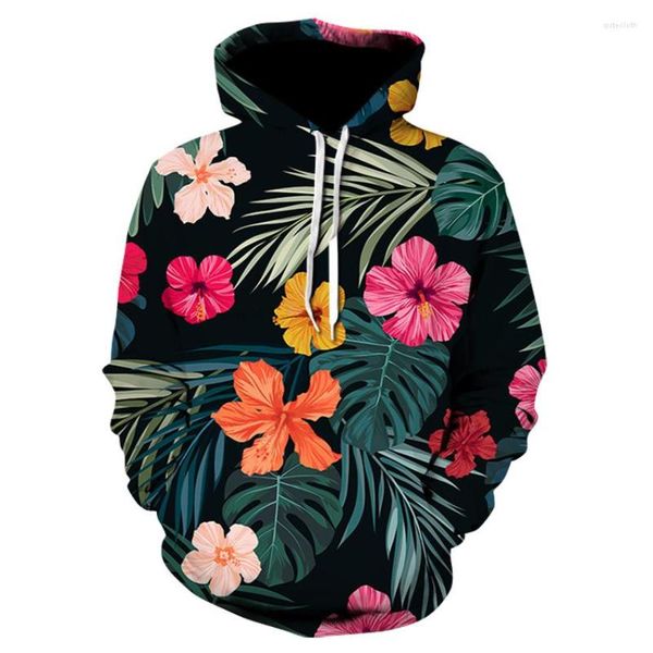 Hoodies masculinos Moda menina menina Flores com capuz 3d Man Harajuku Coisas estranhas Sweater Sweater Sweater Comfort