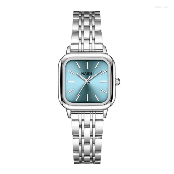 Armbanduhren Einfache Damenarmbanduhr Mode Quarz Frauen Edelstahl Quadratische Uhr Luxusuhr Damen