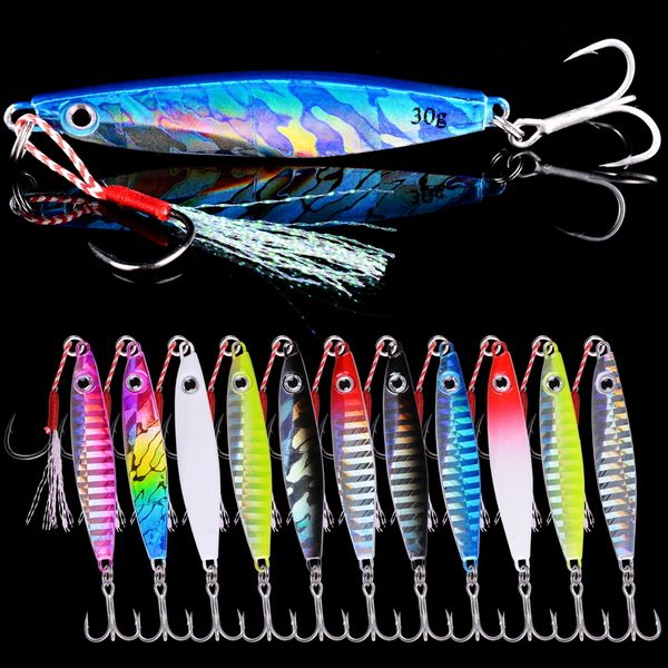 Iscas de iscas Aorace 12pcs Metal Spoon gabaritos de pesca de carpa Lure 7g 12g 17g 22g 30g 40g Crankbait Jig Wobbler Bait Sea Pesca 230204