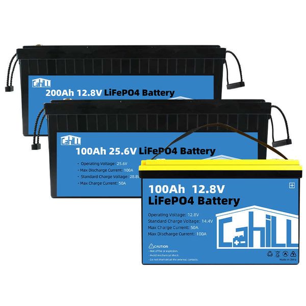 12-V-Lifepo4-Akku der Klasse A, integriertes BMS, 12 V, 24 V, 100 Ah, 200 Ah, wiederaufladbare Lithium-Eisenphosphat-Zelle für Solarboote, Wohnmobile, Elektrofahrzeuge