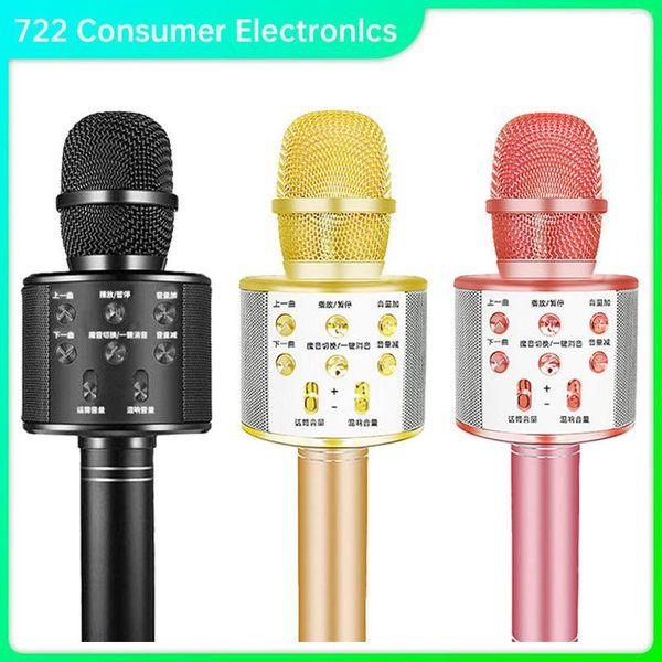 Microfones Ad Professional Kid Gift Gift Bluetooth Wireless Microfone Karaoke Presidente KTV Music Player Recorder Handheld