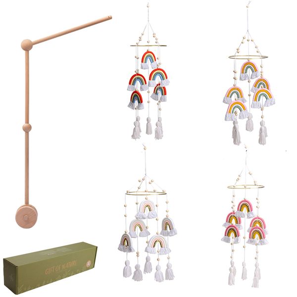 Rasseln Mobiles Bite Bites Baby Holz Mobiles Bett Glocke Spielzeug Rasseln Krippe Halterung Für geborene Kleinkinder Regenbogen Zimmer Bett Hängen Dekor Zubehör 230203