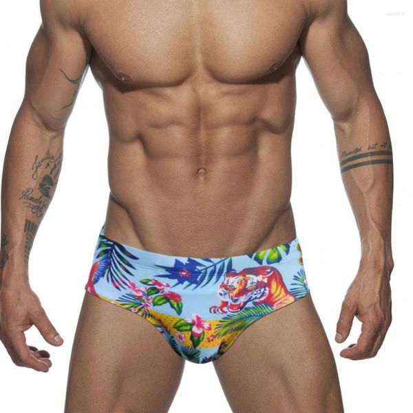 Men's Swimwear 2023 Tiger Print Push Up Men Nadando de Briefas Sexy Uxh Bikini Manuse Man Swim Wear Trunk Beach Surf Bathing Suit Short
