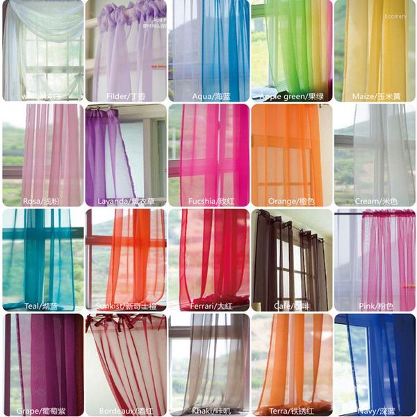 Cortina estilo europeu de cor sólida cor multicolor janela de janela cortinas de porta de cortina tule pura para sala de estar para sala de estar