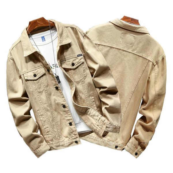 Giacche da uomo Maden Retro Khaki Denim For Men Casual Crowboy Streetwear Coat Bomber Jacket Harajuku Vintage Capispalla AbbigliamentoUomo