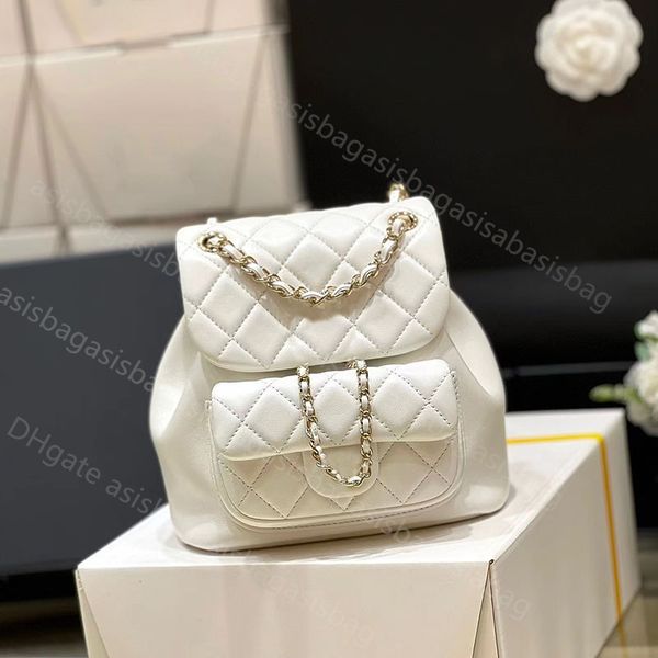 TOP A Luxo Mochila Feminina Bolsa Acolchoada CC Duma mini Mochila Bolsa Verde Couro Couro Feminino Porta Moedas Porta Cartão bolsa duffle designer 11744