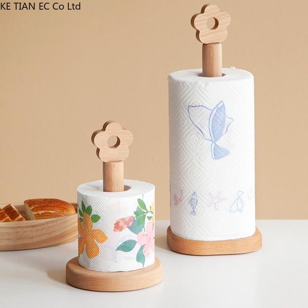 Держатели туалетной бумаги Творческое искусство маленькое цветочное вертикальное сплошное деревянное полотенце простой домашний кухонный рулон многофункциональный хранение