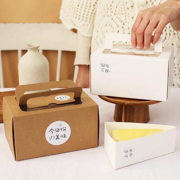 Hediye Sargısı 10 PCS/Lot Kahverengi Beyaz Kağıt Taşınabilir Tapı Mousse Kek Kutusu Doğum Günü Partisi Pasta Paketleme Kutuları