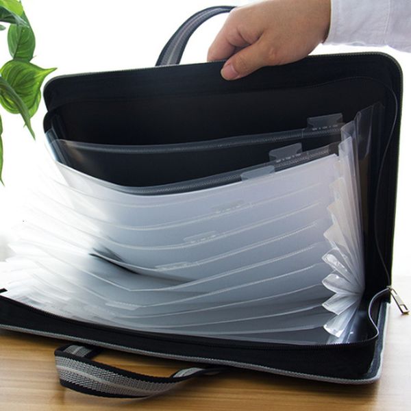 Arquivamento Supplência A4 36x28cm Grande Capacidade Escritório de Capacidade Pasta de Couro 12 Camadas Expandindo a Carteira Organizador File Fold Bag 230203