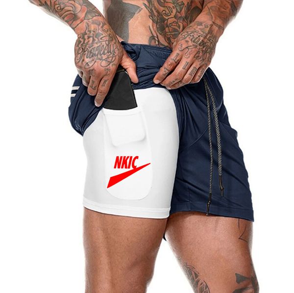 Летние беговые шорты мужчины логотип печать 2 в 1 спортивных пробежек по фитнес -шортам.