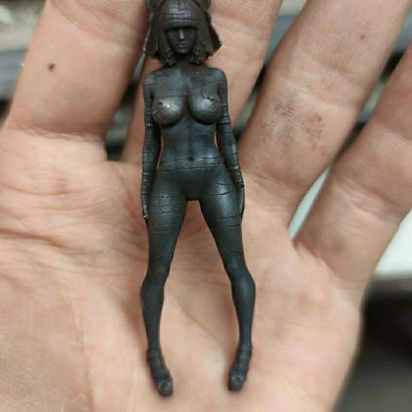 Decorative Objects Figurines Body Art Nude Busty Beauty Girl Statue Pendant Necklace Miniature Brass Egyptian Queen Craft Desk Retro Home Decor 230204