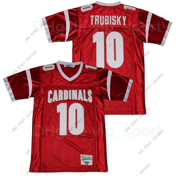 American College Football Wear Mentor Football Futebol 10 Mitchell Trubisky High School Jersey Red Team cor Pure Cotton Stitched Men Breathable Sport Top à venda