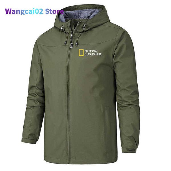 Мужские куртки National Geographic Men's Wind -Resept Brand Brand Casual Outdoor Водонепроницаемые пальто с капюшоном.