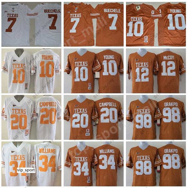 American College Football Wear Texas Longhorns College Football 7 Shane Buechele Trikot Vince Young Earl Campbell Ricky Williams Colt McCoy 98 Brian Orakpo