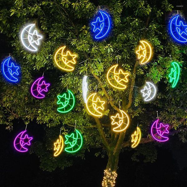 Strings Moon Star Shape Hanging Light Christmas Tree Fairy String Lights Overdoor Garland Party Backyard