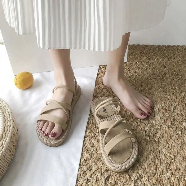 Elbise Ayakkabı Balıkçı Espadrilles Sandals Kadın Moda Platform Ayakkabı Tasarımcısı Yaz Daireleri Roman Plajı Harajuku Terlik Khaki Black 2022 G230130