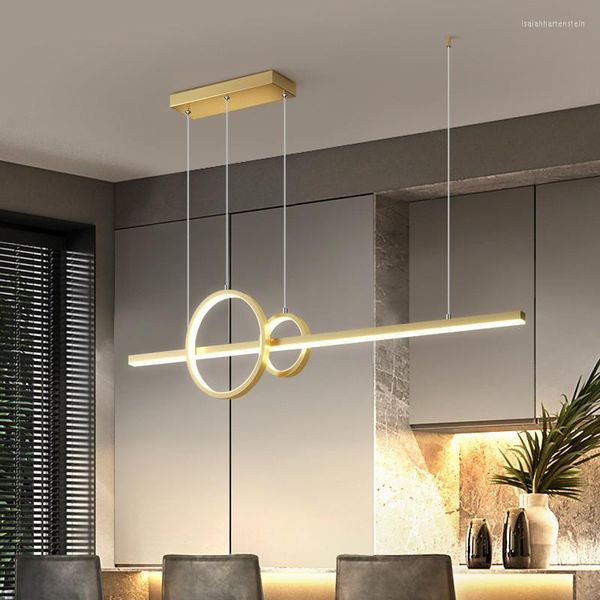 Lampade a sospensione Nordic Led Lights Design moderno Lampada a sospensione a soffitto Lampadario per sala da pranzo Living Office Gold 42W Designer