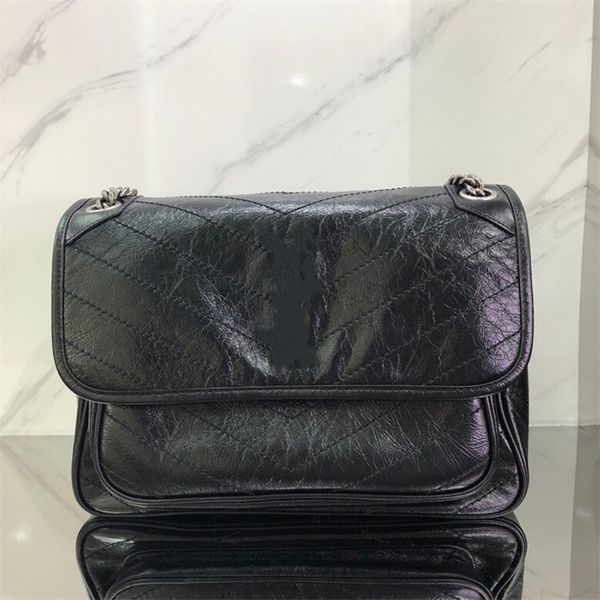 7A Borsa a tracolla di lusso Borsa a tracolla borse firmate Marca LOULOU Designer a forma di Y Cucitura in pelle da donna Catena in metallo Nero a conchiglia Messenger Borse a catena Scatola all'ingrosso