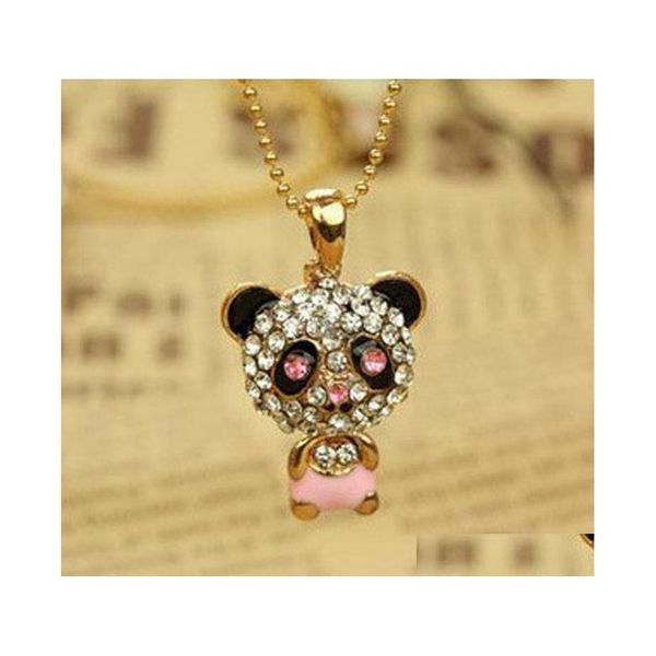 Pendentif Colliers Diamant Collier Chandail Chaîne Mignon Femelle Panda Bijoux Yzedibleshop Drop Livraison Pendentifs Dhecs