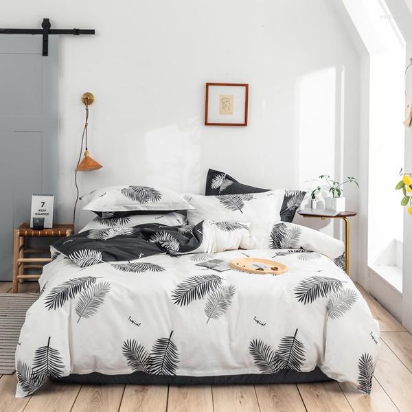 Set di biancheria da letto 2023Lenzuola di piume di cotone twill Copripiumino Federa Stampa Reticolo pastorale 4 pezzi