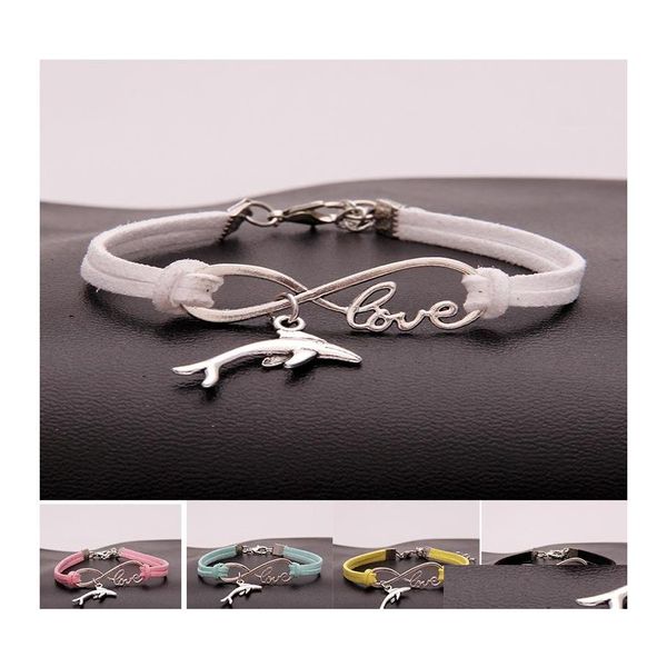 Braccialetti con ciondoli Metallo Animale Delfino Donna Infinity Love Veet Corda Corda Bracciale rigido per uomo S Gioielli semplici In Bk Drop Delivery Otbhk