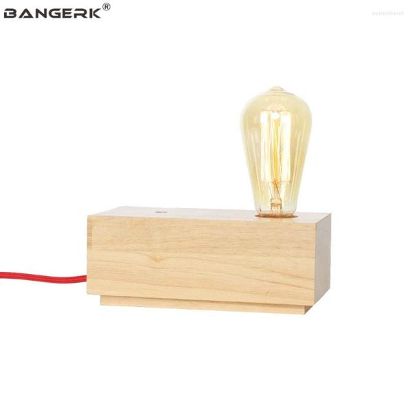 Настольные лампы лофт декор Винтаж E27 Base Wooden Desk Lamp Butting Pultment 110V/220V Светодиодные фонари для спальни для спальни гостиной