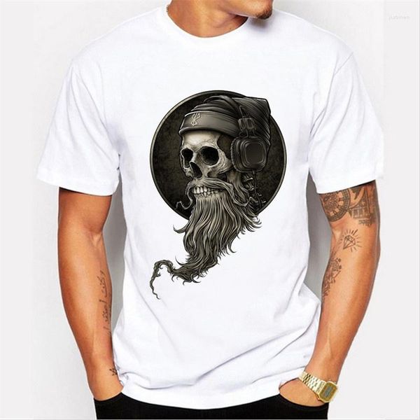 Erkek Tişörtleri Punk Style Vintage Pirate Kafatası Baskılı T-Shirt Hipster Tasarım Özelleştirilmiş Üstler Tees