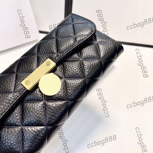 Luxus Designer Lange Bifold Brieftasche Taschen Kalbsleder Kartenhalter Gold Metall Hardware Multi Pochette Outdoor Münze Geldbörse Drehverschluss clutc2277