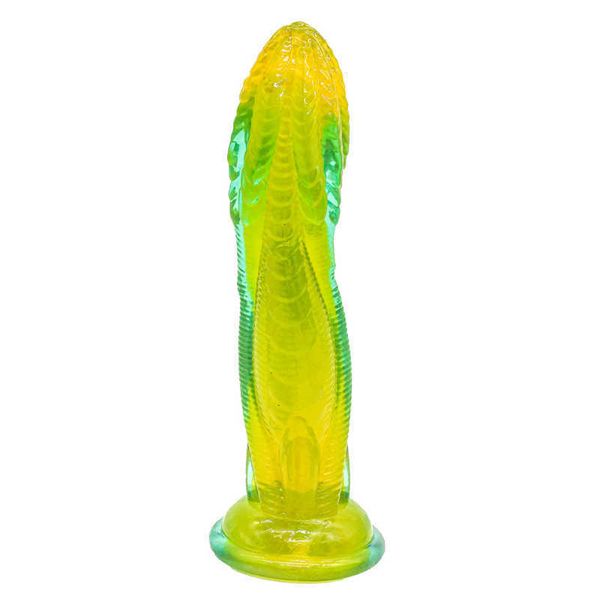 Nxy enorme monstro verde pênis realista pênis grande pau sexy vidrador de gragon feminino masturbador de camada única TPE TPE Cup Dildos para mulheres 0816