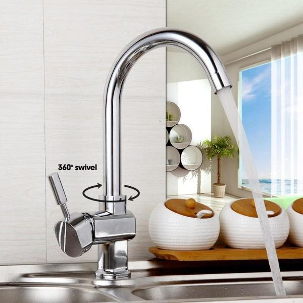 Rubinetti della cucina Sontuoso rubinetto per lavabo con acqua fredda a 360 gradi delicato prezzo ragionevole cromato lucido montato su ponte