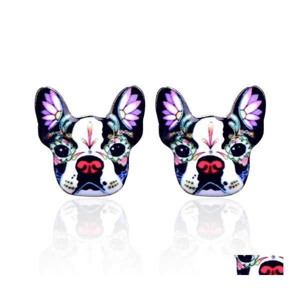 Stud Nette Emaille Druck Hund Ohrringe Für Frauen Colorf Welpen Tier Cartoon Ethnische Mode Schmuck Geschenk Drop Lieferung Ote71