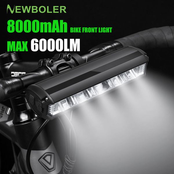 Luzes de bicicleta Boler Bicycle frente 6000lumen 8000mAh lanterna à prova d'água USB Charging MTB Road Cycling Lamp Acessórios 230204