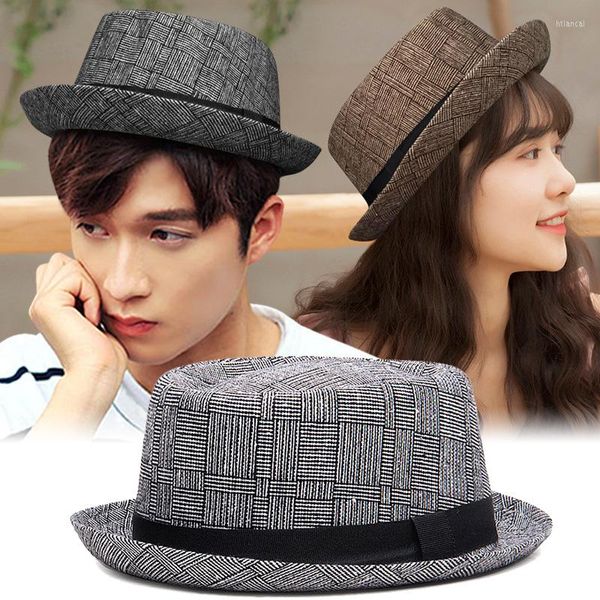 Berets Europe Соединенные Штаты хлопок и печатный солнцезащитный крем Top Hat Simple Retro Jazz Outdoor Shade Gentleman Hip Hop Dance