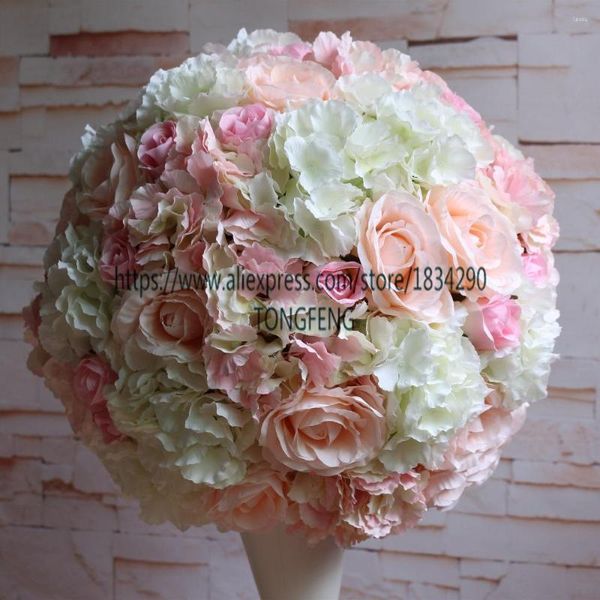 Flores decorativas 45cm 2pcs/lote rosa floresta de flores decoração de casamento artificial 2/3 bola redonda peça central tongfeng