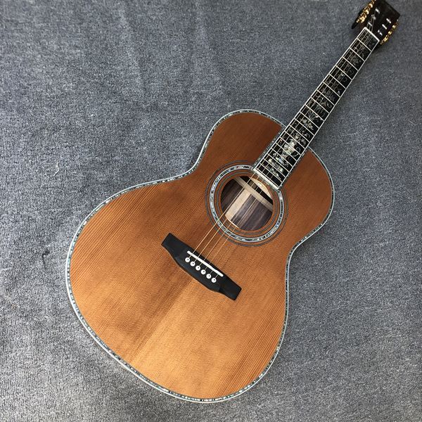 Guitarra personalizada, top de pinho coreano sólido, escala de ébano, lados e costas de jacarandá, 39 